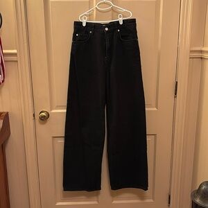 Wide leg, high rise black jeans